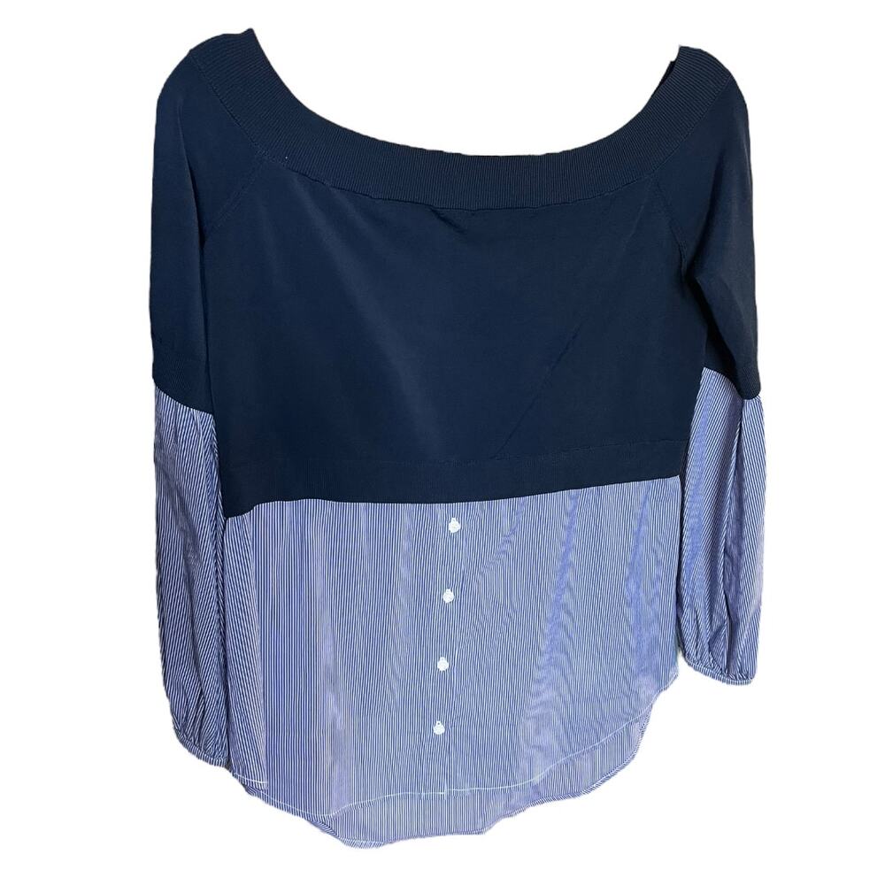 Trouve Blouse Navy layered look button up long sleeve shirt Medium